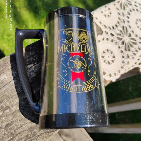 Michelob advertising Thermo-Serv black thermal plastic stein shaped mug Made USA - Picture 6 of 10